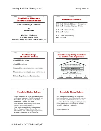 Teaching Statistical Literacy: Ch 13  16 May 2019 V0  Ch 13:  V1  Ch 13:  V1  2019 USCOTS Workshop