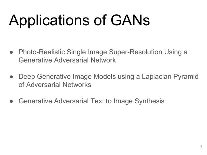applications of gans