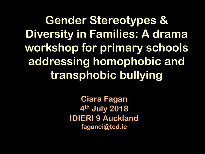 gender stereotypes diversity in families a drama workshop