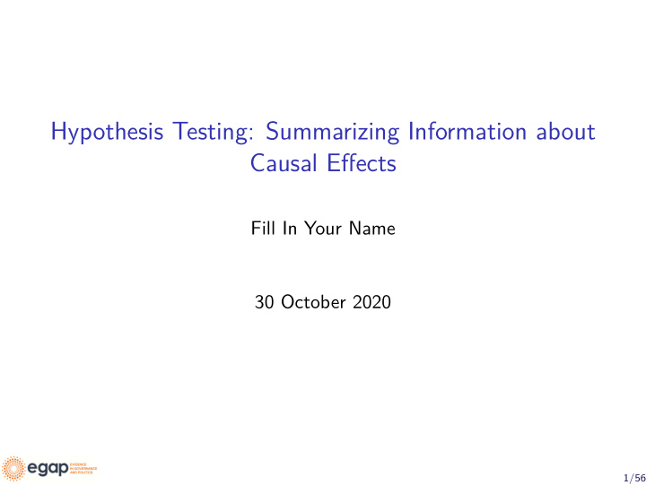 hypothesis testing summarizing information about causal
