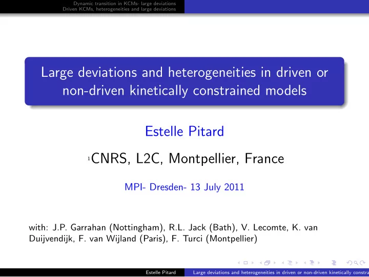 large deviations and heterogeneities in driven or non