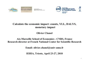Calculate the economic impact: counts, YLL, DALYS,  monetary impact  Olivier Chanel  Aix-Marseille