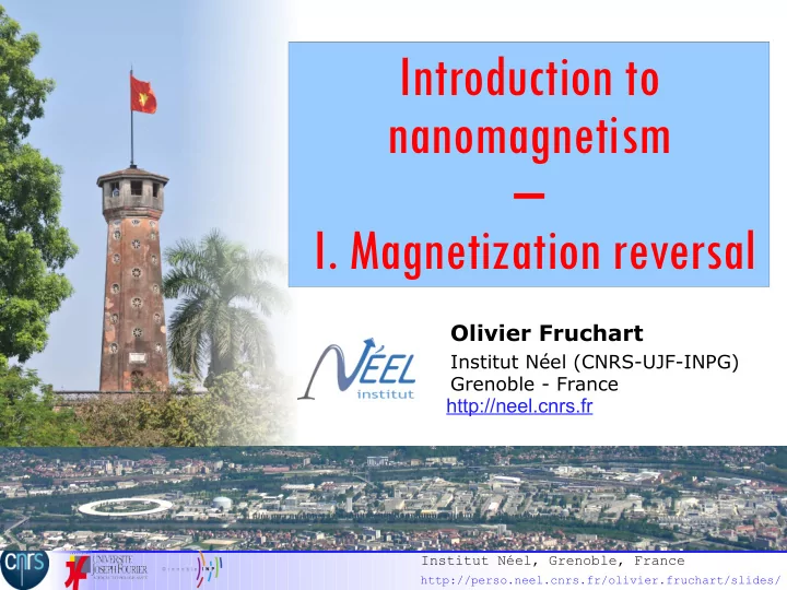 introduction to nanomagnetism i magnetization reversal