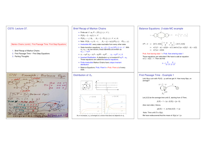 cs70 lecture 37 brief recap of markov chains balance