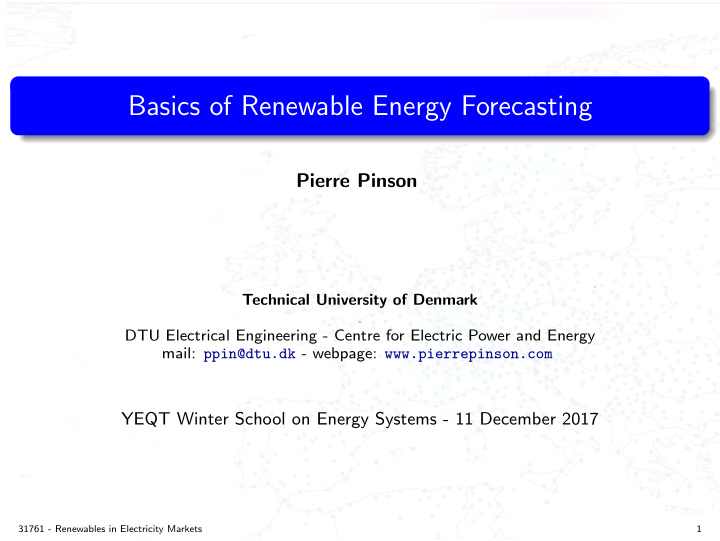 basics of renewable energy forecasting