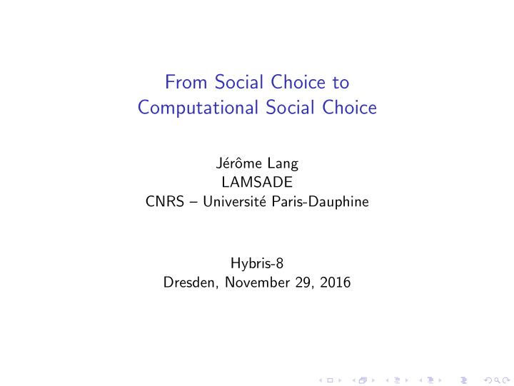 from social choice to computational social choice