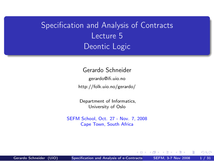 specification and analysis of contracts lecture 5 deontic