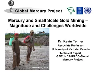 Mercury and Small Scale Gold Mining   Magnitude and Challenges Worldwide  Dr. Kevin Telmer