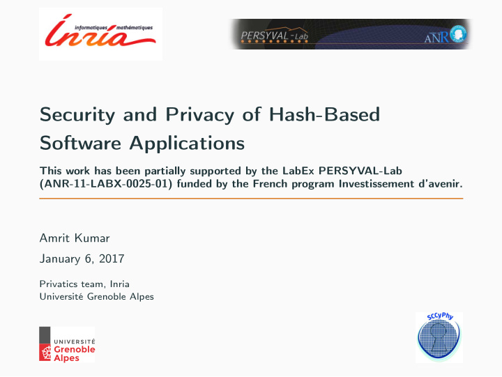 security and privacy of hash based software applications