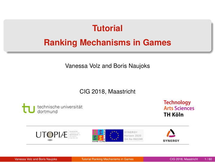 tutorial ranking mechanisms in games