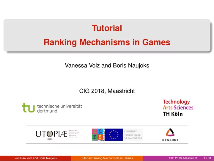 tutorial ranking mechanisms in games