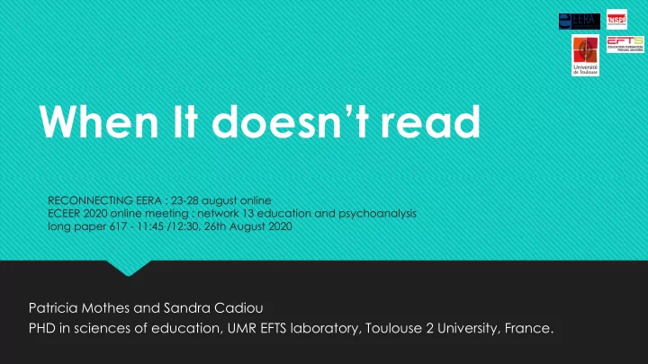 when it doesn t read when it doesn t read