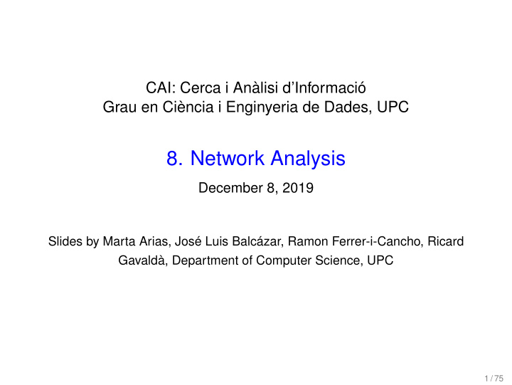 8 network analysis