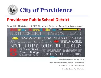 City of Providence  Providence Public School District  Benefits Division  2020 Teacher Retiree