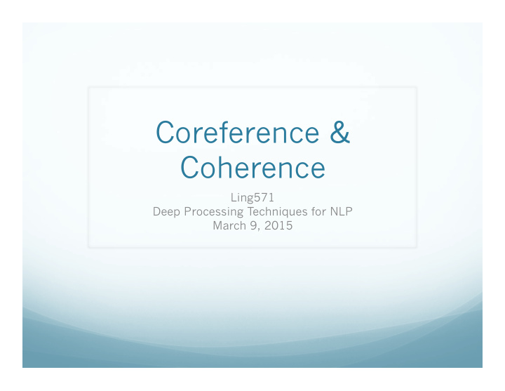 coreference coherence