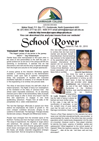 THOUGHT FOR THE DAY  to confess that she had recently  &quot;The longest journey of any person is