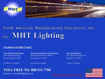 TOLL FREE NO. 888-511-7780  Website:    www.MHTlighting.com    Manufactured  in  the