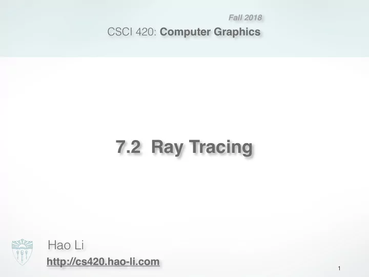 7 2 ray tracing