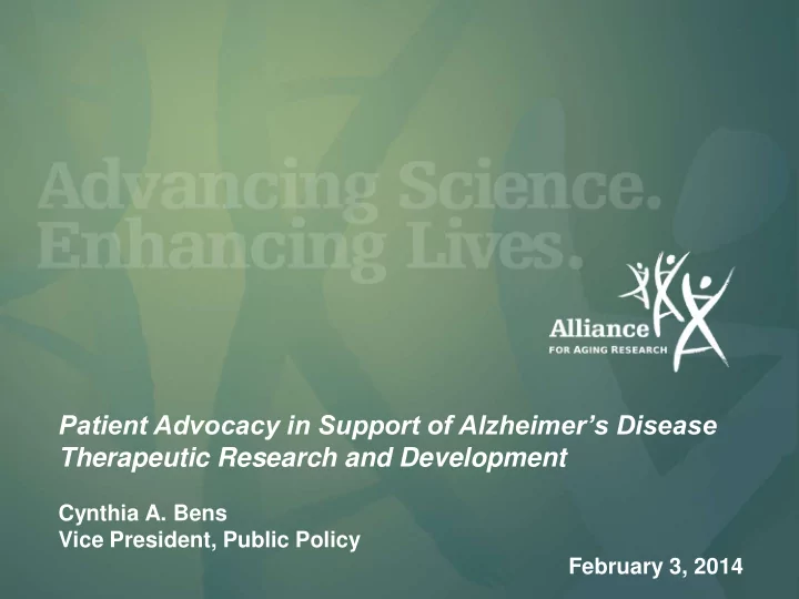 patient advocacy in support of alzheimer s disease