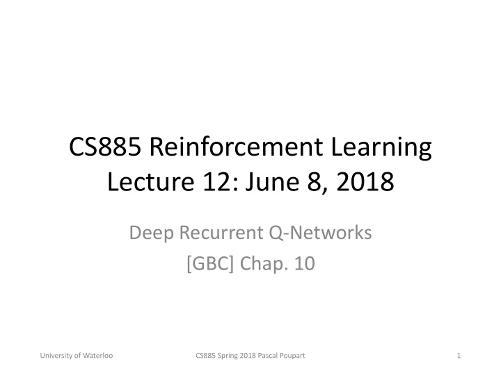 cs885 reinforcement learning lecture 12 june 8 2018