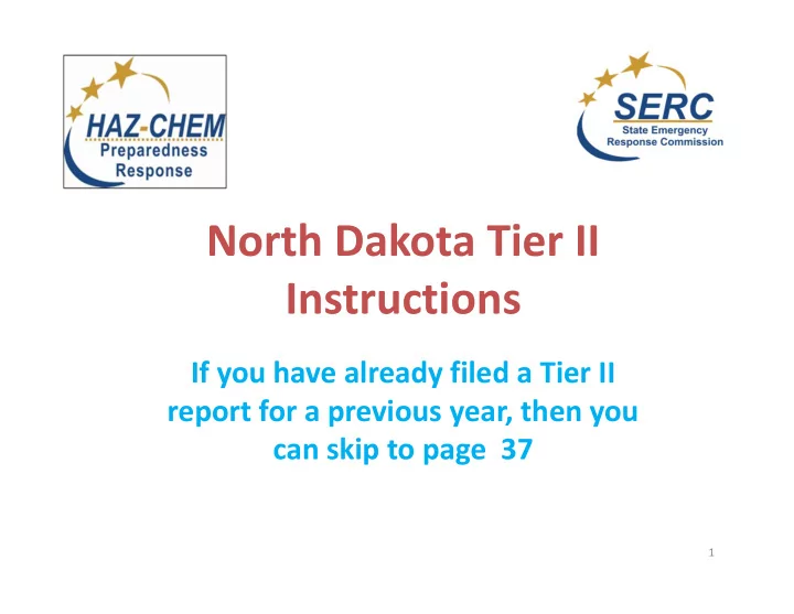 north dakota tier ii instructions