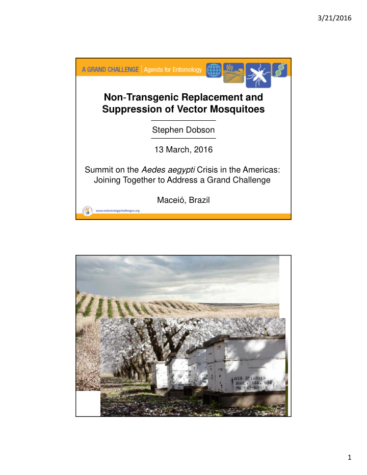 non transgenic replacement and suppression of vector