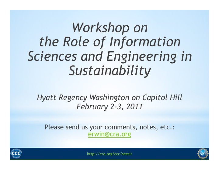 workshop on the role of information sciences and
