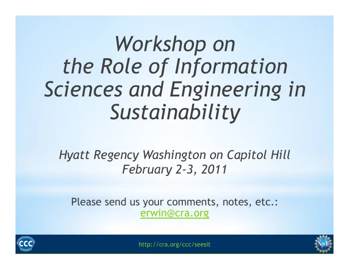 workshop on the role of information sciences and