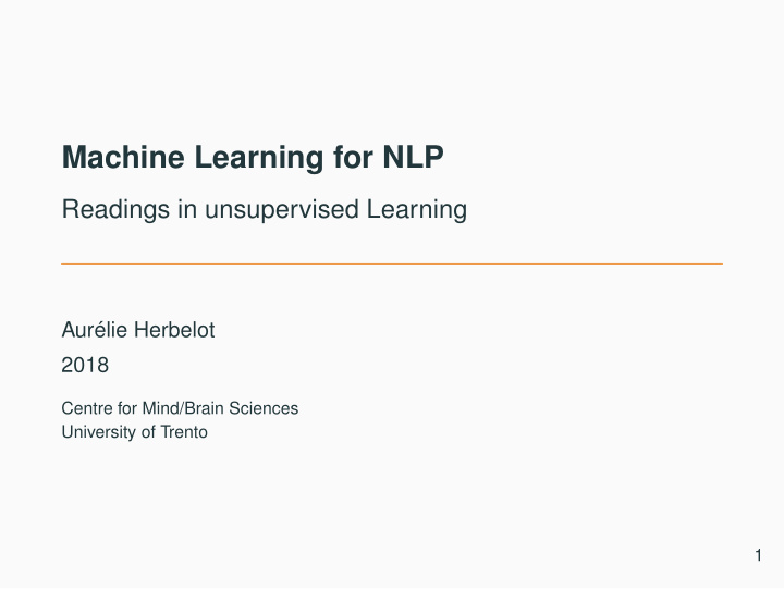 machine learning for nlp