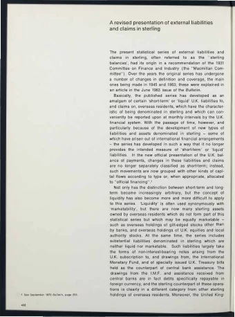 A revised presentation of external liabilities  and claims in sterling  The present statistical