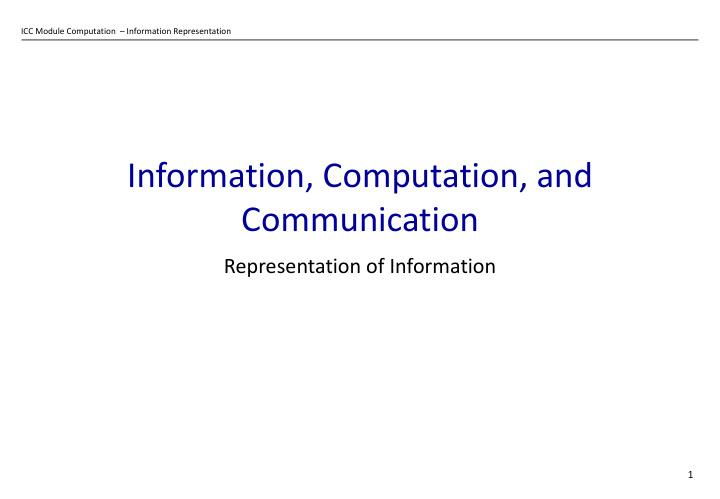 information computation and communication