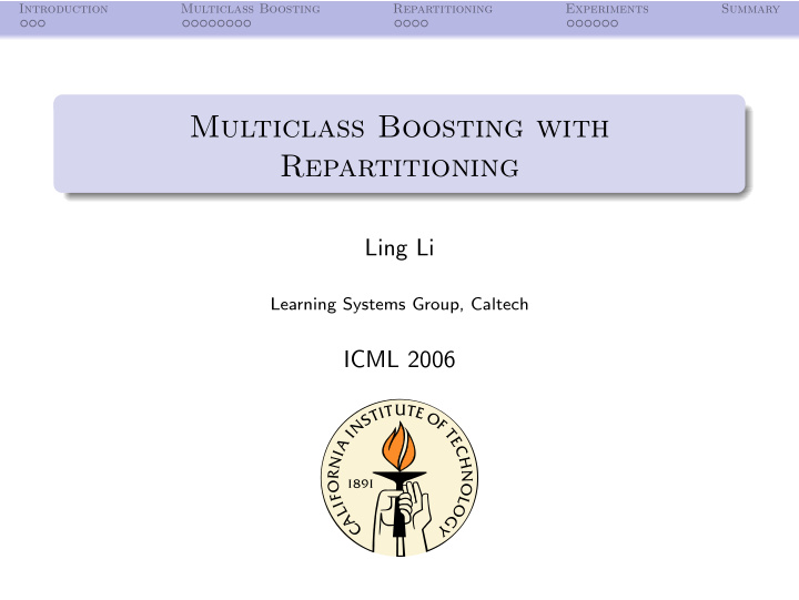 multiclass boosting with repartitioning