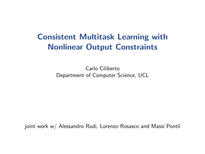 consistent multitask learning with nonlinear output