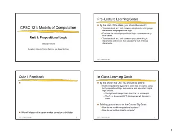 CPSC 121: Models of Computation  Translate back and forth between simple natural language