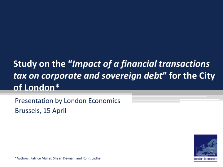 study on the impact of a financial transactions tax on