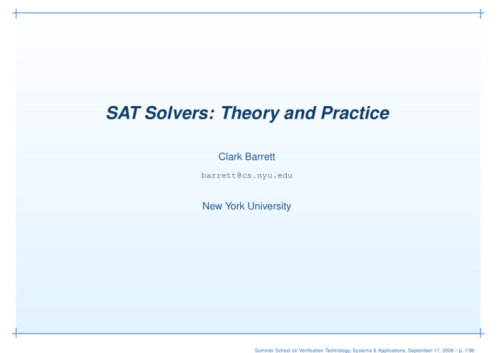 sat solvers theory and practice