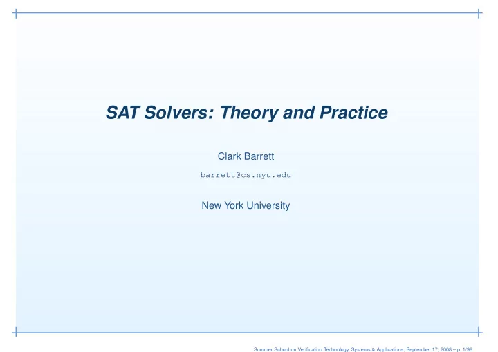 sat solvers theory and practice