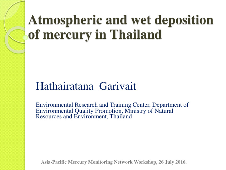 of mercury in thailand