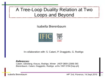 A Tree-Loop Duality Relation at Two  Loops and Beyond  Isabella Bierenbaum  In collaboration with: