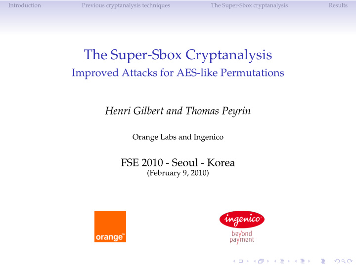 the super sbox cryptanalysis