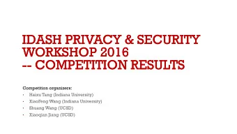 WORKSHOP 2016  WORKSHOP 2016  -- COMPETITION RESULTS  -- COMPETITION RESULTS  Competition