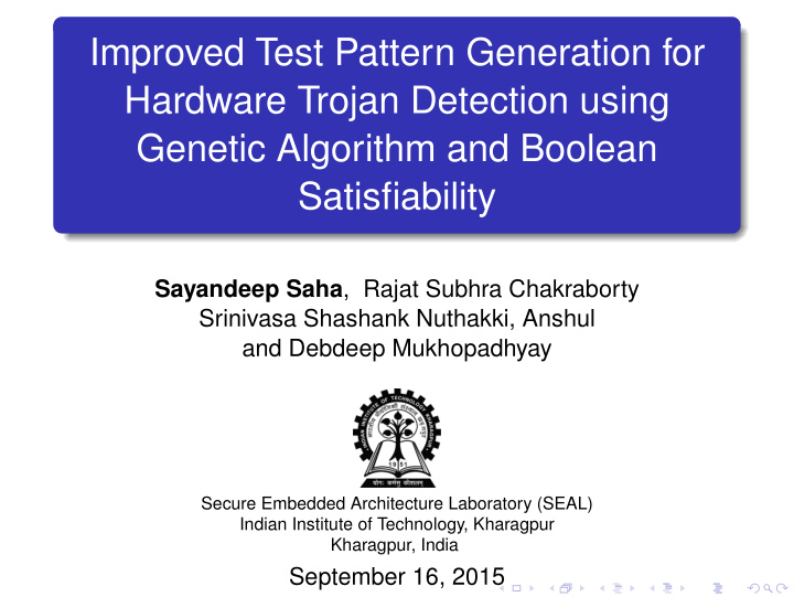 improved test pattern generation for hardware trojan