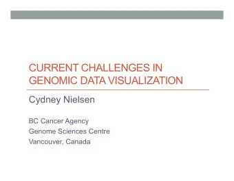 CURRENT CHALLENGES IN  GENOMIC DATA VISUALIZATION  Cydney Nielsen  BC Cancer Agency  Genome