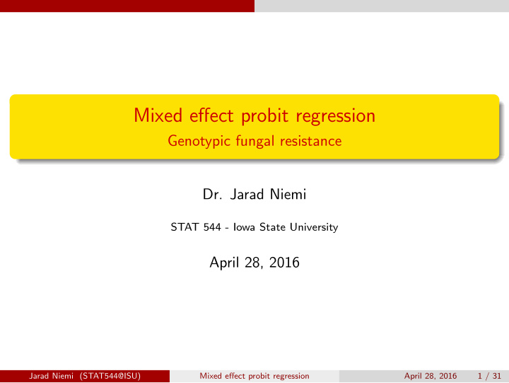 mixed effect probit regression