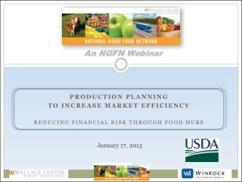An NGFN W  An NGFN Webinar  binar  PRODUCTION PLANNING  TO INCREASE MARKET EFFICIENCY  R E D U C I