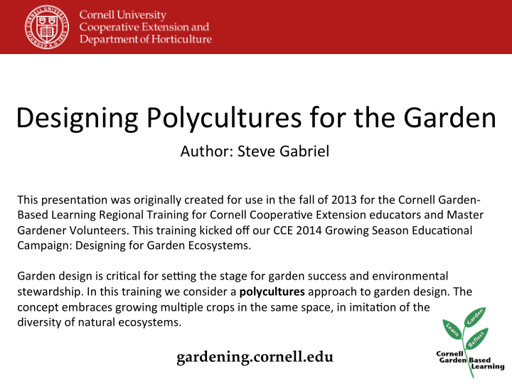 designing polycultures for the garden