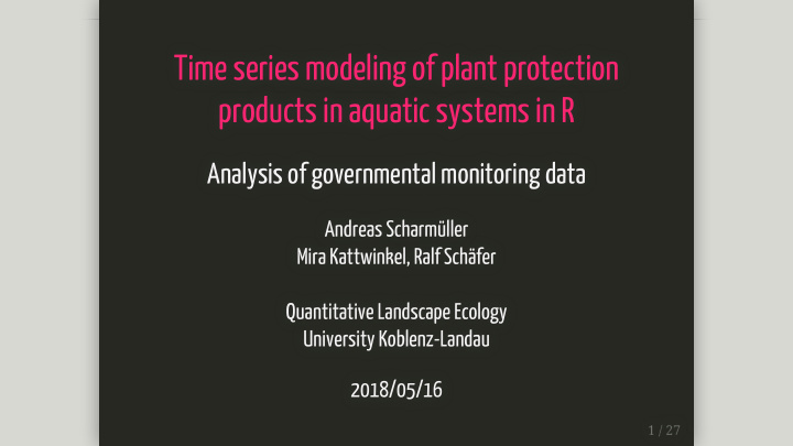 time series modeling of plant protection products in