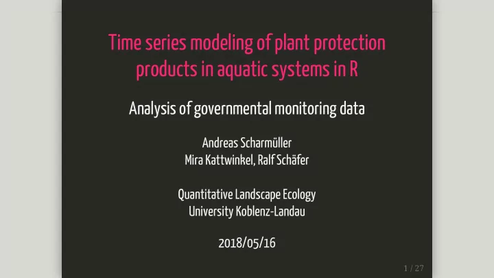 time series modeling of plant protection products in