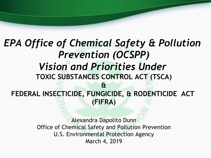 epa office of chemical safety pollution prevention ocspp