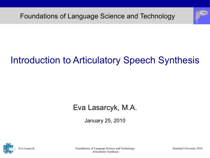 introduction to articulatory speech synthesis